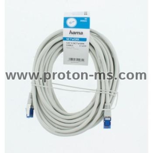 Мрежов пач кабел HAMA F/UTP, CAT 6, RJ-45 - RJ-45, 1Gbit/s, 10.0 m, Сив, Булк