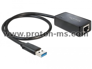 Адаптер DeLock 62121, USB 3.0  към Gigabit LAN 10/100/1000 Mbps