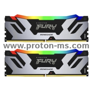 Памет Kingston Fury Renegade Silver RGB 32GB(2x16GB) DDR5 PC5-48000 6000MHz CL32 KF560C32RSK2-32