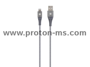 Skross USB-A to Lightning Cable, Metal Braiding, 1.2 m, Grey