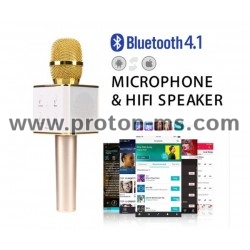 Караоке Bluetooth Микрофон с вградени тонколони Q7, Стерео, Вградена батерия