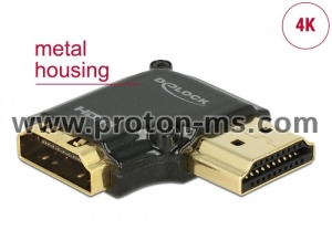 Адаптер Delock 65661, HDMI-A женско с Ethernet - HDMI-A мъжко, 4K, 90°, Черен