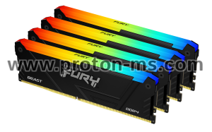 Memory Kingston FURY Beast Black RGB 32GB(4x8GB) DDR4 3600MHz CL17, KF436C17BB2AK4/32