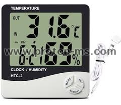 Термометър за вътрешна температура, влагомер, часовник, Метеостанция HTC-2