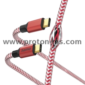 Hama "Reflective" Charging/Data Cable, USB Type-C - USB Type-C, 1.5 m, red