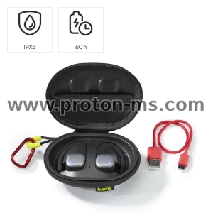Hama "Spirit Athletics" Bluetooth® Headphones, True Wireless, Ear Hook, blk/yell