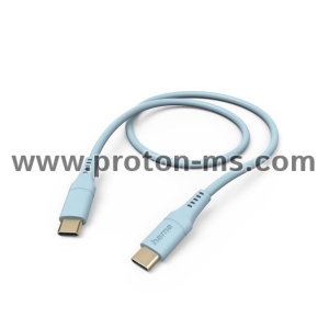 Hama "Flexible" Charging Cable, USB-C - USB-C, 1.5 m, Silicone, blue