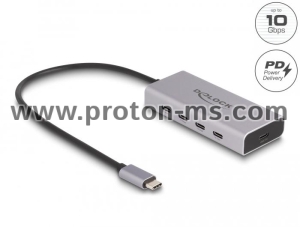 Delock USB 10 Gbps USB Type-C Docking Station, 4 x USB Type-C, USB Type-C PD 85 W