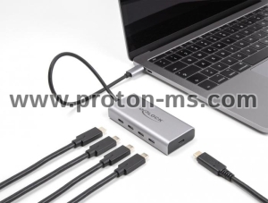 Delock USB 10 Gbps USB Type-C Docking Station with 4 x USB Type-C female + 1 x USB Type-C PD 85 Watt with 30 cm connection cable
