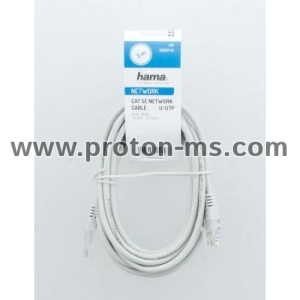 Мрежов кабел HAMA, CAT 5e, UTP, RJ-45 - RJ-45, 3 m, Сив, булк опаковка