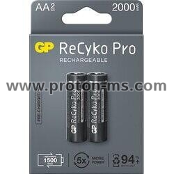Акумулаторна Батерия GP R6 AA 2100mAh RECYKO + PRO 210AAHCB-EB2 NiMH /до 1500 цикъла/  2 бр. в опаковка GP