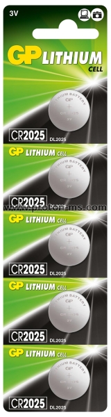 Lithium Button Battery GP CR-2025 3V 5 pcs in blister / price for 1 battery/