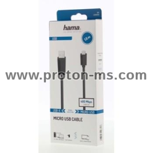 Hama Micro-USB Cable, USB 2.0, 480 Mbit/s, 1.50 m