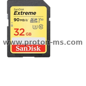 Memory card  SANDISK Extreme SDHC, 32GB, UHS-1,Class 10, U3, V30, 90 Mb/s