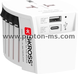 Адаптер SKROSS PRO MUV USB-A, USB-C, 1.302962, World, Бял