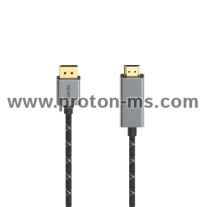 Hama Video Cable, DisplayPort Plug - HDMI™ Plug, Ultra-HD 4K@60 Hz, Alu, 1.50 m