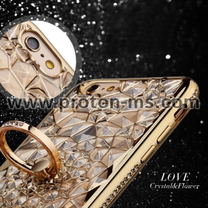 Луксозен силиконов калъф /гръб/ със стойка TPU iPhone 6/6S Gold