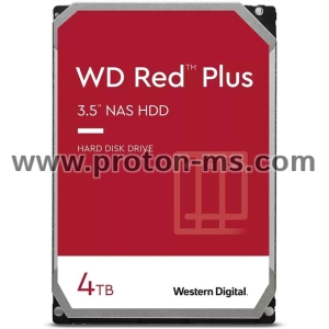 Хард диск WD Red Plus, 4TB NAS, 3.5", 256MB, 5400RPM, WD40EFPX