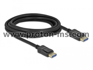 Кабел Delock DisplayPort 2.0 мъжко - DisplayPort 2.0 мъжко, 3.0м, 54 Gb/s, Черен