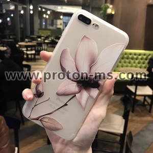 Луксозен Силиконов Калъф /гръб/ за iPhone 6/6S 3D Relief Peach Lace Roses Flowers Phone Case