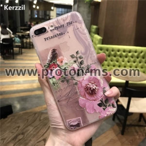 Луксозен Силиконов Калъф /гръб/ за iPhone 6/6S 3D Relief Peach Lace Roses Flowers Phone Case