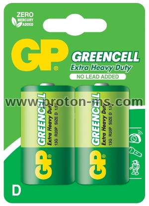 Zinc carbon battery GP  R20 13G-U2 GREENCELL  2 pcs.  1.5V