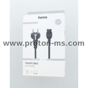 Захранващ кабел HAMA, Шуко, 3pin(IEC C5) женско, 1.5м, Черен