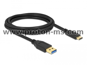Кабел Delock SuperSpeed, USB-A мъжко - USB-C мъжко, (USB 3.2 Gen 2), 10 Gbps, 2 м