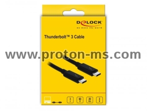 Кабел Delock Thunderbolt 3 (20 Gb/s) USB-C,  мъжко - мъжко, 2.0 м, 3 A, Черен