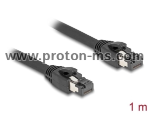 Мрежови кабел Delock, Cat.8.1 S/FTP, 1 m, до 40 Gbps, Черен