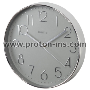 Стенен часовник Hama Elegance, &Oslash; 30 cm, Тих Сребрист/Сив