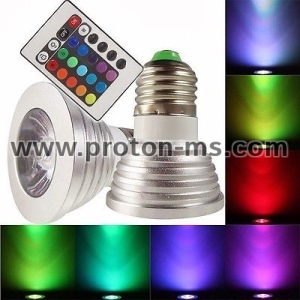 LED Крушка с дистанционно RGB 3W E27