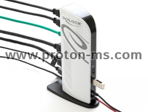Докинг станция Delock, За MacBook, HDMI Full-HD, USB 3.2, LAN, Audio, Черен/Бял