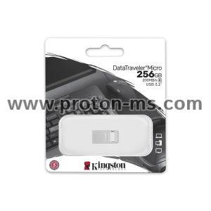 USB stick KINGSTON DataTraveler Micro, 256GB, USB-A 3.2 Gen 1, Silver