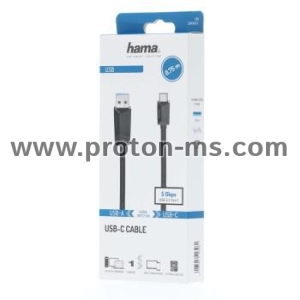 Кабел HAMA USB-C мъжко-USB-A мъжко, USB 3.2 Gen 1, 5Gbit/s, 0.75 м., Черен
