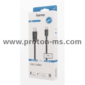 Кабел HAMA USB-C мъжко-USB-A мъжко, USB 3.2 Gen 1, 5Gbit/s, 0.25 м., Черен