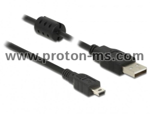 Кабел DeLock, USB-A мъжко - USB-B мъжко, USB 2.0, 2 м, Черен