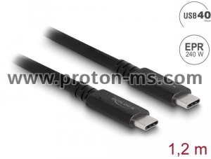 Коаксиален кабел Delock USB4 40 Gbps, USB PD 3.1, 1.2 m, Power Range 240 W