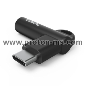 Hama USB-C – 3.5 mm Jack Socket Aux Adapter, 90° Angled Plug, black