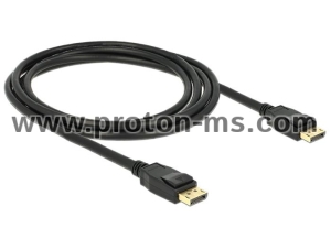 Кабел Delock DisplayPort мъжко - DisplayPort мъжко, 2.0м, 4K, Черен