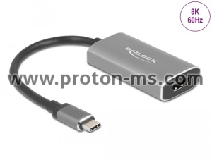 Адаптер Delock, USB-C мъжко - HDMI женско, Ultra HD, 8K, Сив