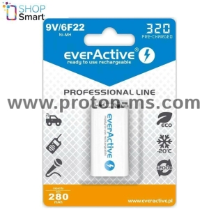 Rechargeable Battery  R22 9V NiMH 280mAh/320 precharged 1 pc. pack EVERACTIVE