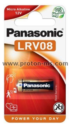 Алкална батерия PANASONIC А23 LRV08, 12V, За аларми, 1бр. блистер