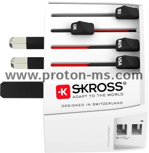 Адаптер SKROSS PRO MUV 2 x USB-A, 1.302960, World, Бял