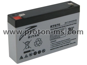 Lead Battery (RT670) AGM 6V / 7Ah - 151 / 34 / 94 mm T1  RITAR