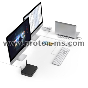 Докинг станция 10 в 1 HAMA Connect2Office Pro, USB-A, USB-C (PD), HDMI, DisplayPort, LAN/Ethernet, Сива