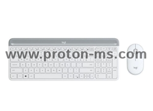 Kомплект безжични клавиатура с мишка Logitech MK470, Бяла