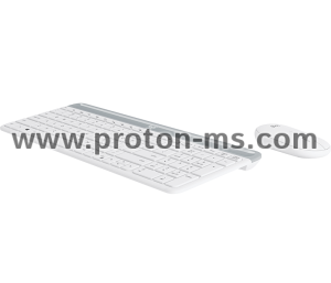 Kомплект безжични клавиатура с мишка Logitech MK470, Бяла