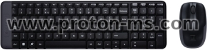 Kомплект безжични клавиатура с мишка Logitech MK220, Черна
