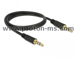 Delock Stereo Jack Cable 3.5 mm 4 pin male to male 1 m black